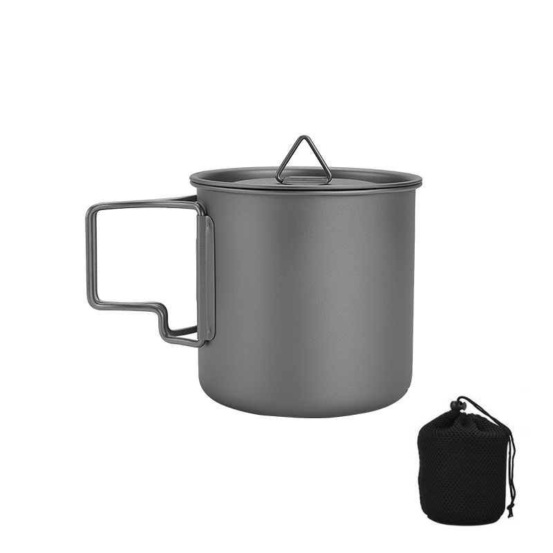 Camping Cooking Kit - Tytanowy kubek turystyczny ze składanym uchwytem,