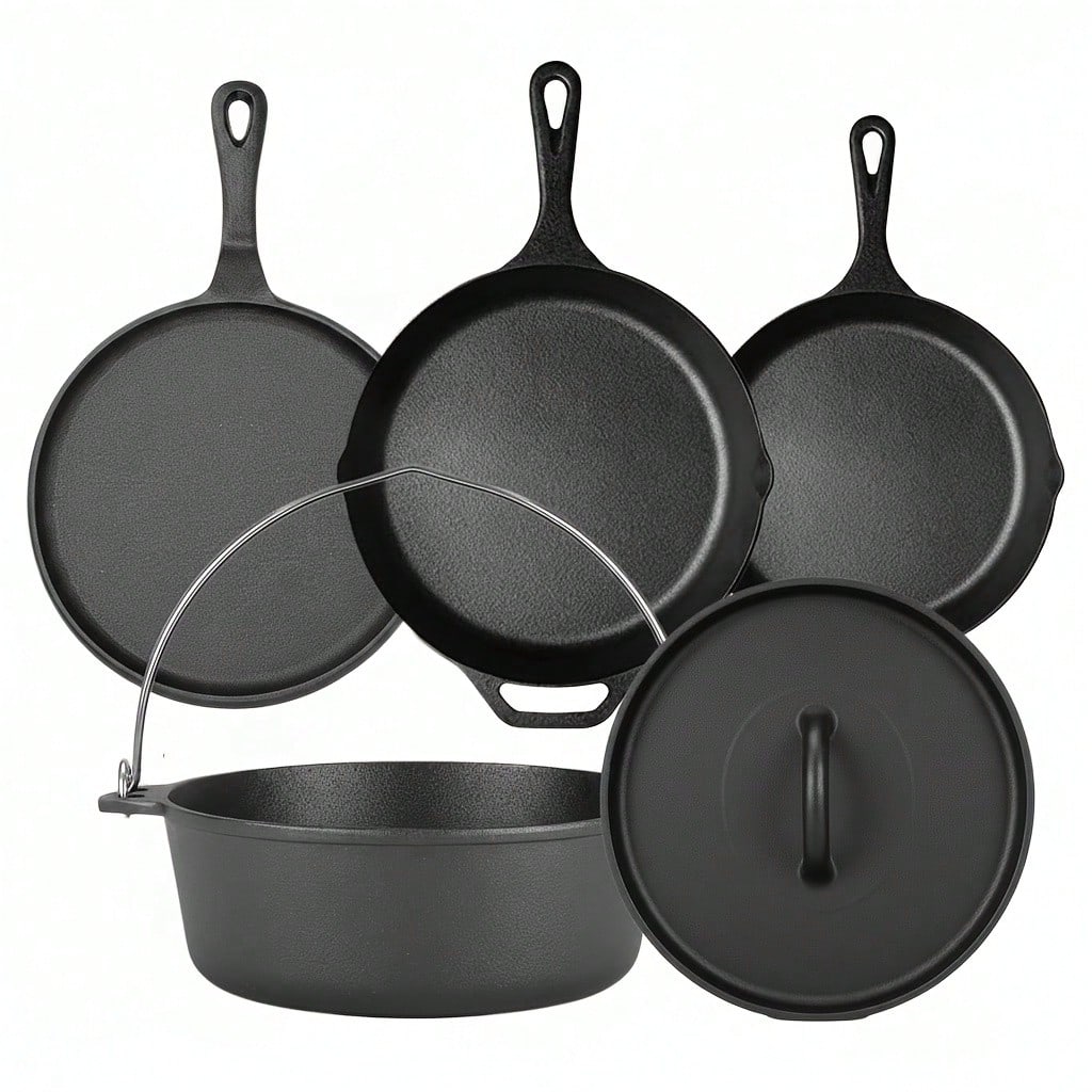 Camping Cooking Essentials - Zestaw żeliwnych garnków i patelni PACILACK,