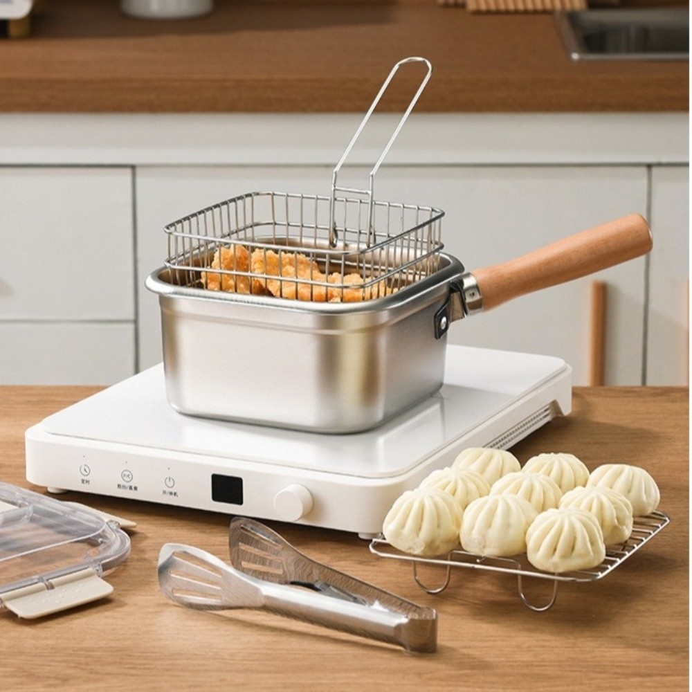 Camping Cooking Gear Set - Przenośna patelnia ze stali nierdzewnej, kwadratowa,