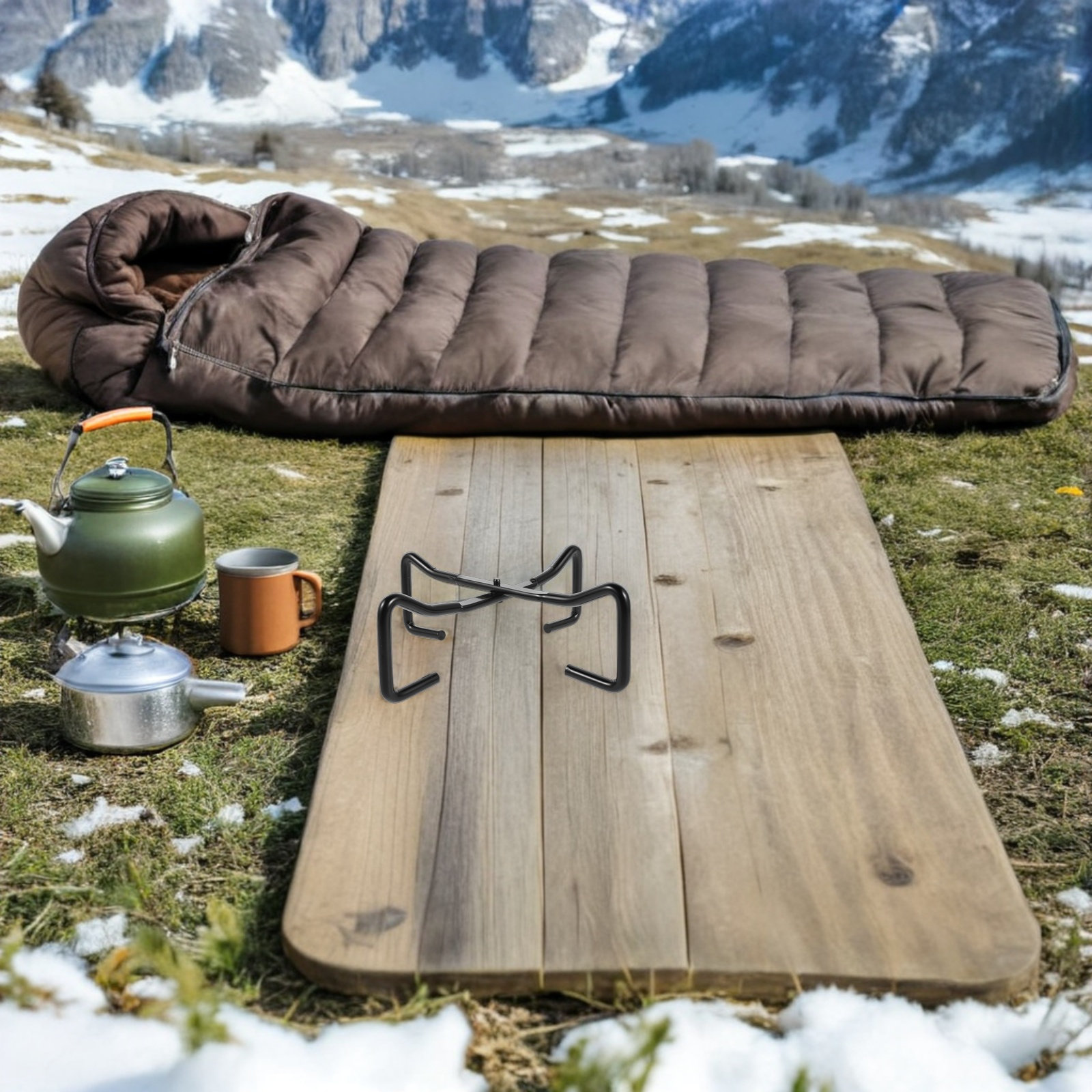 Camping Cooking Pot With Lid - Żeliwny składany stojak na pokrywę garnka