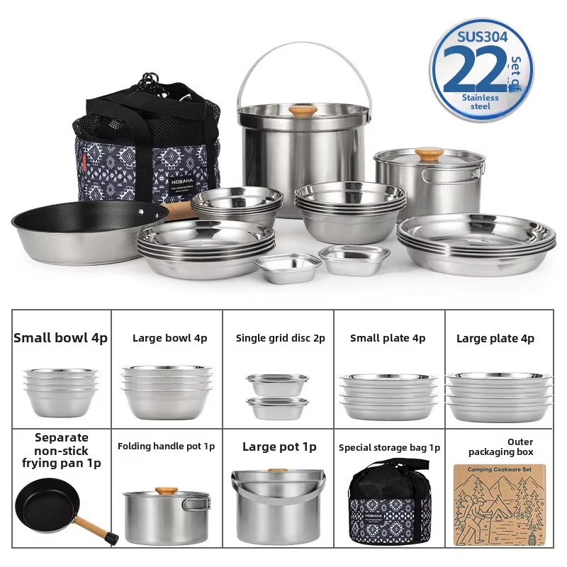Camping Cooking Pan - NOBANA najnowszy zestaw garnków ze stali