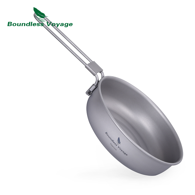 Camping Cooking Pan - Boundless Voyage Ultralekka tytanowa patelnia ze
