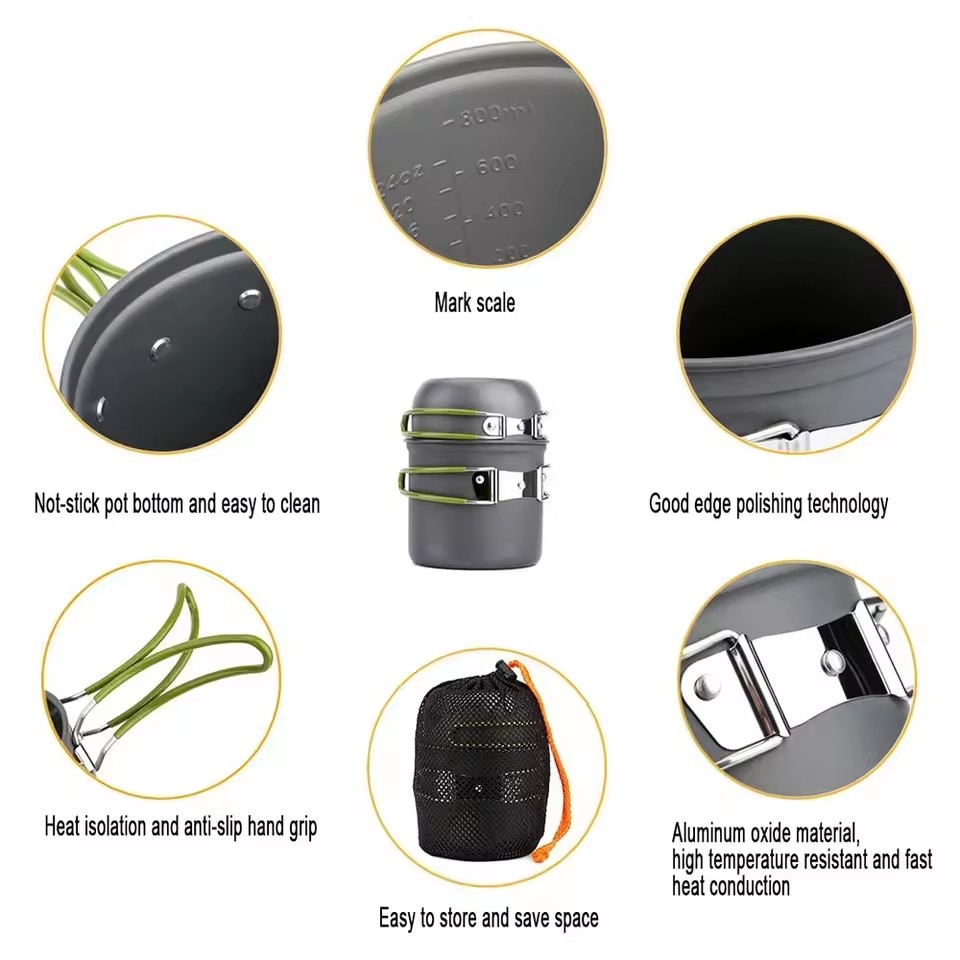 Ultralekki zestaw naczyń kempi – Camping Cooking Mess Kit recenzja i cena