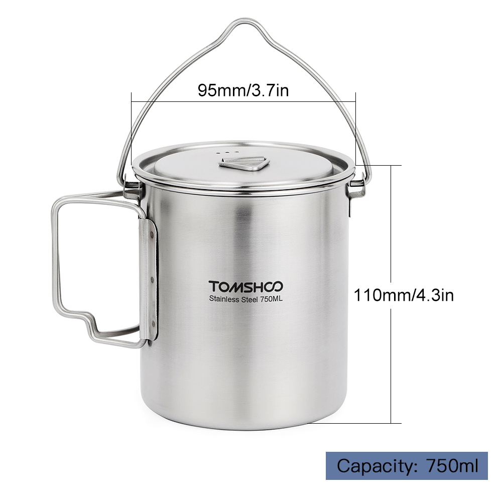 TOMSHOO 750ml Stalowy Garnek P – Camping Cooking Pot With Lid recenzja i cena